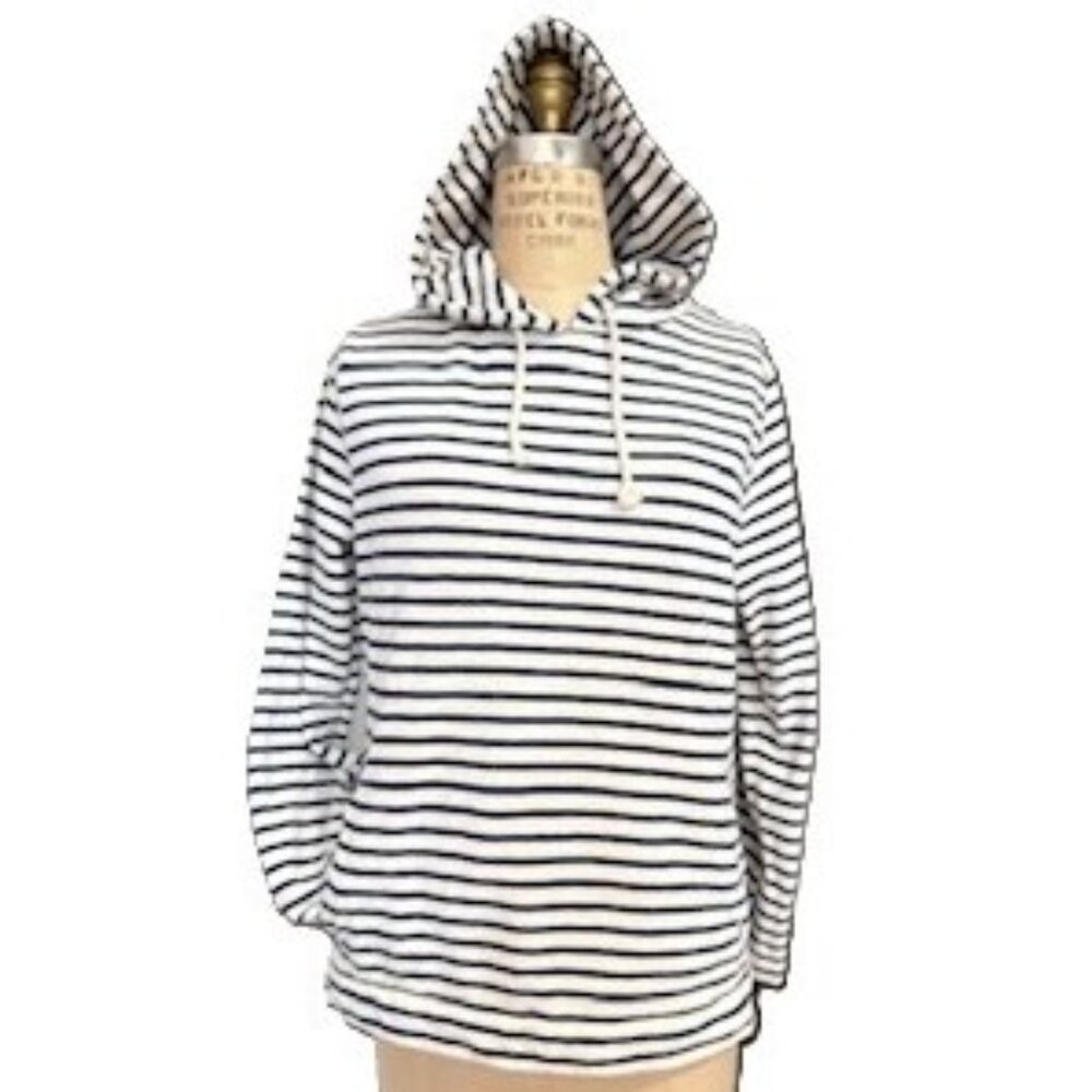 J.Crew 100% Cotton Rugby Jersey Striped Hoodie sz M